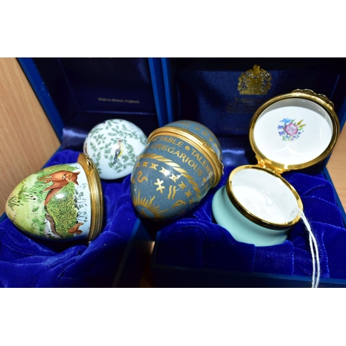 451 - THREE HALCYON DAYS ENAMEL TRINKET BOXES, two boxed, comprising  a boxed circular trinket box, the li... 