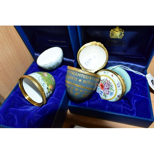 451 - THREE HALCYON DAYS ENAMEL TRINKET BOXES, two boxed, comprising  a boxed circular trinket box, the li... 