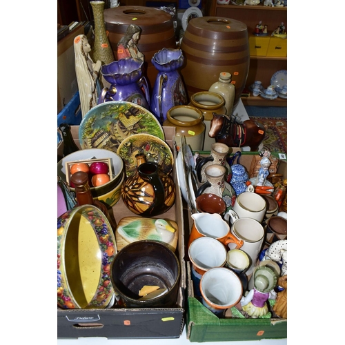 465 - TWO BOXES AND LOOSE CERAMICS ETC, to include two 20th Century Chinese ginger jars with lids, no mark... 