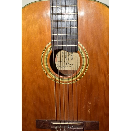 469 - A VINTAGE JAPANESE SIX STRING ACOUSTIC GUITAR, label to the inside reads B & M Soloist, hand made by... 