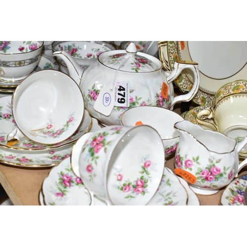 479 - A SELECTION OF AYNSLEY TEA WARES ETC, to include Grotto Rose tea for two, 4145 pattern tea for one, ... 