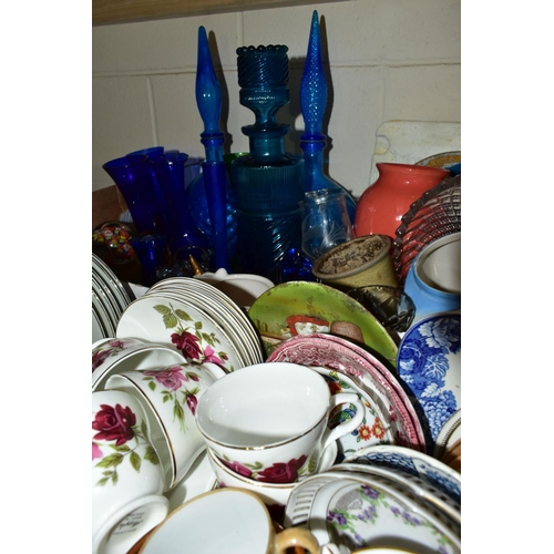 480 - FOUR BOXES OF ASSORTED CERAMICS AND GLASS ETC, to include a Royal Crown Devon vase with Charlotte Rh... 