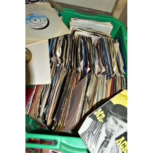 484 - THREE BOXES OF LP RECORDS AND SINGLES, lps include Wowie Zowie - the world of progressive music, Pau... 