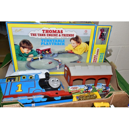 489 - THOMAS THE TANK ENGINE, two boxes containing a collection of Thomas The Tank Engine diecast models, ... 