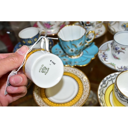 494 - A COLLECTION OF TWENTY FOUR AYNSLEY COFFEE CANS / CUPS AND SAUCERS AND A CREAM JUG, assorted pattern... 