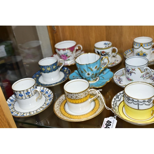 494 - A COLLECTION OF TWENTY FOUR AYNSLEY COFFEE CANS / CUPS AND SAUCERS AND A CREAM JUG, assorted pattern... 