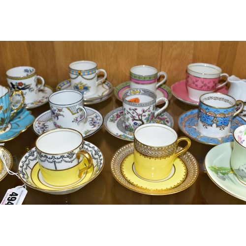 494 - A COLLECTION OF TWENTY FOUR AYNSLEY COFFEE CANS / CUPS AND SAUCERS AND A CREAM JUG, assorted pattern... 