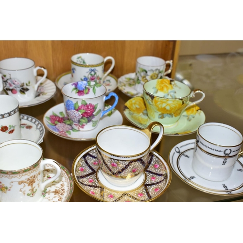 494 - A COLLECTION OF TWENTY FOUR AYNSLEY COFFEE CANS / CUPS AND SAUCERS AND A CREAM JUG, assorted pattern... 