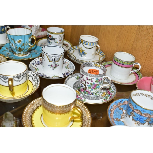 494 - A COLLECTION OF TWENTY FOUR AYNSLEY COFFEE CANS / CUPS AND SAUCERS AND A CREAM JUG, assorted pattern... 