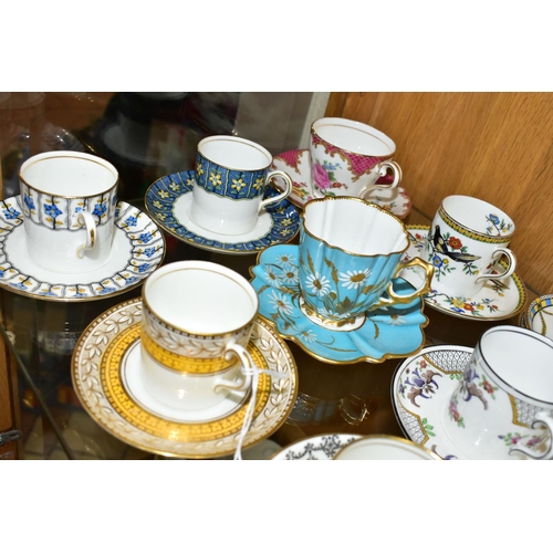 494 - A COLLECTION OF TWENTY FOUR AYNSLEY COFFEE CANS / CUPS AND SAUCERS AND A CREAM JUG, assorted pattern... 