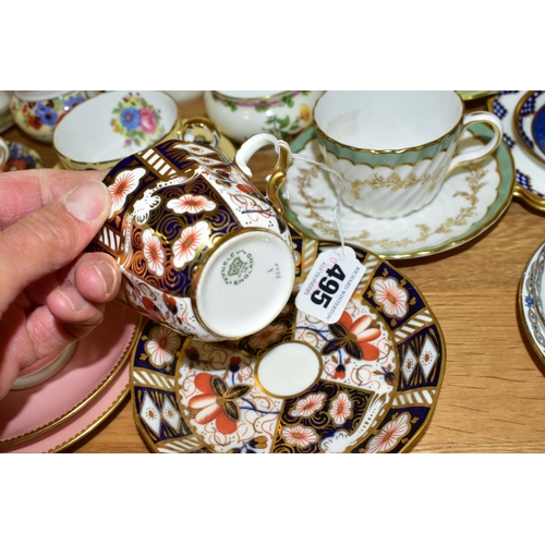 495 - A COLLECTION OF AYNSLEY COFFEE CANS, COFFEE CUPS, TEA CUPS. SAUCERS, CREAM JUGS, SUGAR BOWLS, ETC, i... 