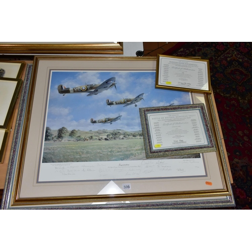 506 - TWO SIGNED LIMITED EDITION MILITARY AVIATION PRINTS, comprising The official Douglas Bader Foundatio... 