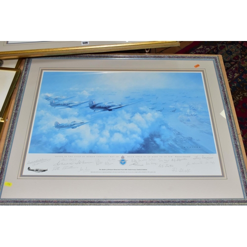 506 - TWO SIGNED LIMITED EDITION MILITARY AVIATION PRINTS, comprising The official Douglas Bader Foundatio... 