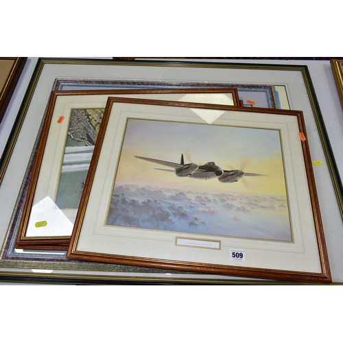 509 - SIX MILITARY AVATION THEMED PRINTS, comprising limited edition Robert Taylor prints, 'Stuka' signed ... 