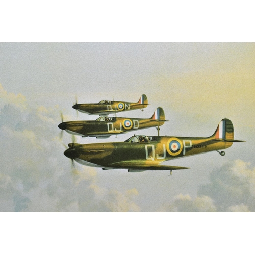 512 - GERALD COULSON (1926-2021) 'EVENING PATROL 1940', a signed limited edition print depicting Spitfires... 