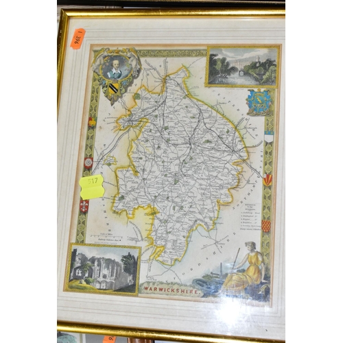 517 - NINE FRAMED MAPS DEPICTING ENGLISH COUNTIES, comprising of a Robert Morden map of Warwickshire, publ... 