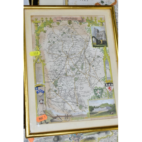 517 - NINE FRAMED MAPS DEPICTING ENGLISH COUNTIES, comprising of a Robert Morden map of Warwickshire, publ... 