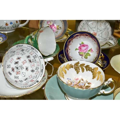 531 - EIGHTEEN AYNSLEY TEA CUPS AND SAUCERS, patterns to include 'The Nelros Cup of Fortune', 'The Cup of ... 