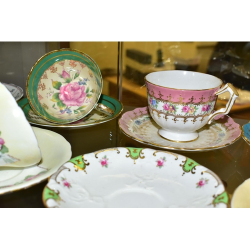 531 - EIGHTEEN AYNSLEY TEA CUPS AND SAUCERS, patterns to include 'The Nelros Cup of Fortune', 'The Cup of ... 