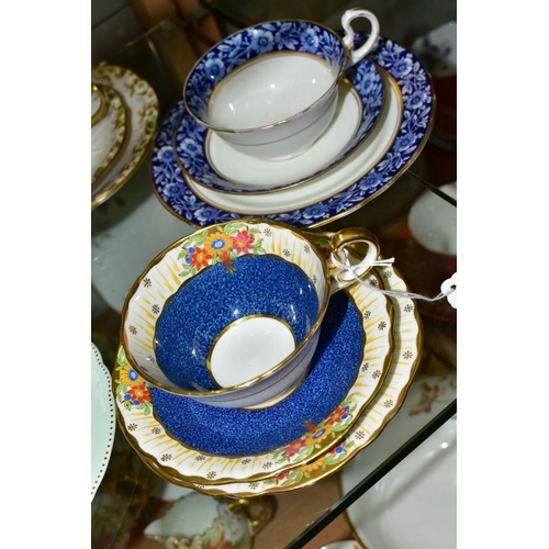 542 - TWELVE AYNSLEY TRIOS, including antique and vintage china, floral patterns in different styles to in... 