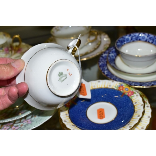 542 - TWELVE AYNSLEY TRIOS, including antique and vintage china, floral patterns in different styles to in... 