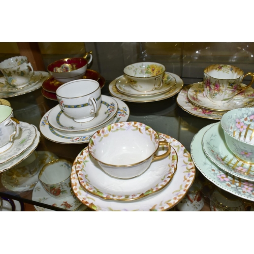 542 - TWELVE AYNSLEY TRIOS, including antique and vintage china, floral patterns in different styles to in... 