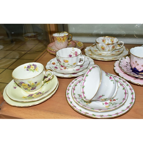 543 - TWELVE AYNSLEY TRIOS, including antique and vintage china, mainly floral patterns in different style... 