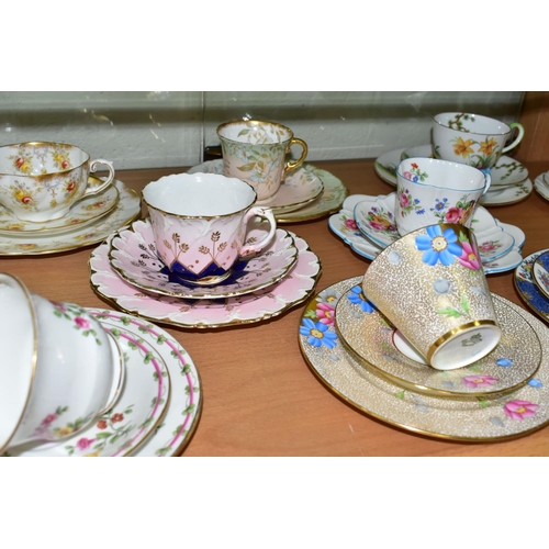 543 - TWELVE AYNSLEY TRIOS, including antique and vintage china, mainly floral patterns in different style... 