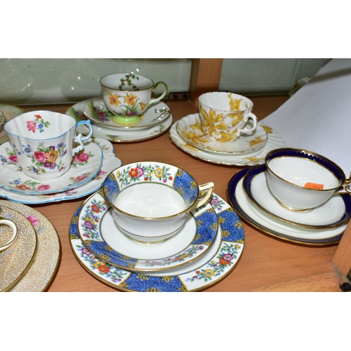 543 - TWELVE AYNSLEY TRIOS, including antique and vintage china, mainly floral patterns in different style... 