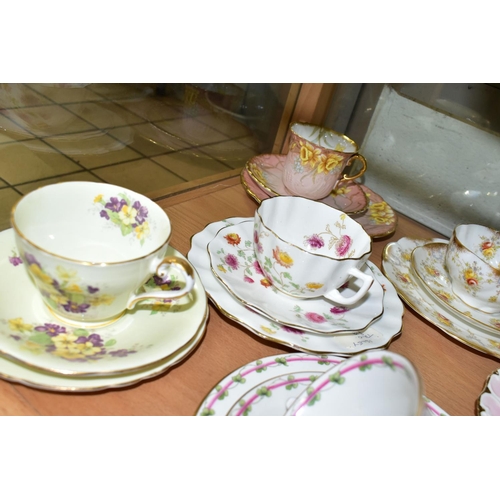 543 - TWELVE AYNSLEY TRIOS, including antique and vintage china, mainly floral patterns in different style... 