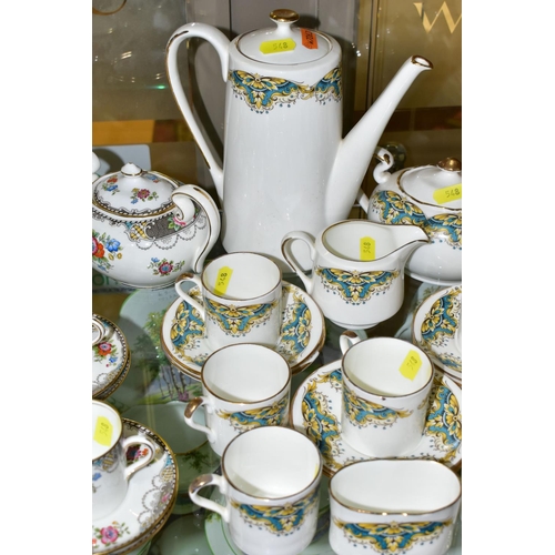 548 - THREE AYNSLEY PART COFFEE SETS comprising a coffee pot, covered sugar bowl, cream jug, six coffee ca... 