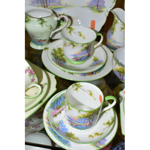 551 - THREE SETS OF AYNSLEY TEAWARES comprising 'Bluebell Time' pattern (as supplied to H.M The Queen) one... 