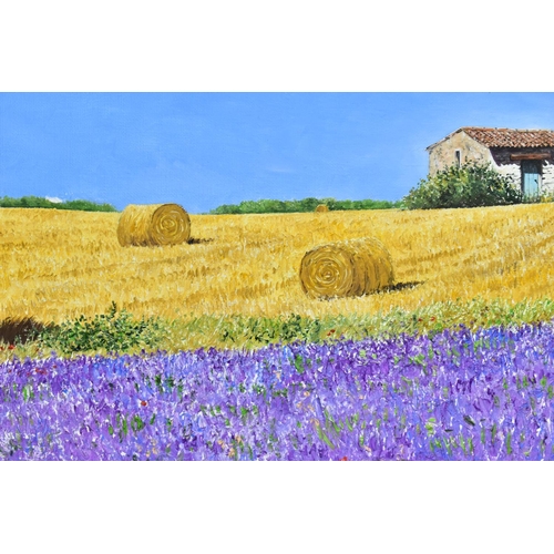 561 - FREDERIC De FONTENAY (FRANCE 1957)  'CORNFIELD OF PROVENCE', a landscape depicting bales of hay in a... 