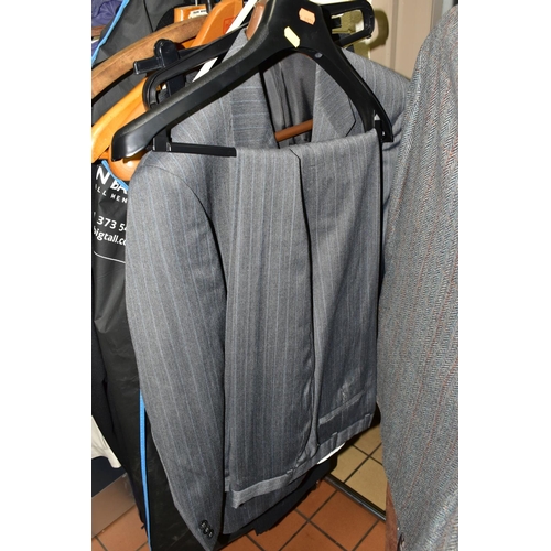 565 - TWELVE ITEMS OF MEN'S CLOTHING comprising three pairs of M&S trousers, a M&S grey and blue pin strip... 