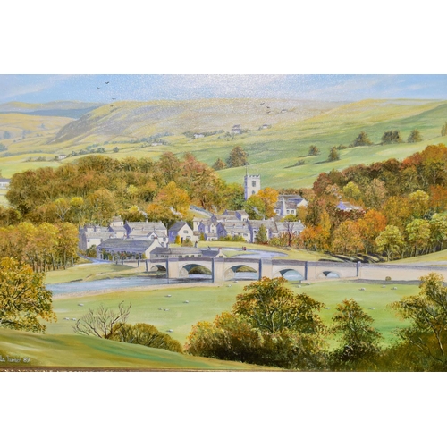 566 - SHEILA TURNER (BRITISH CONTEMPORARY) 'BURNSALL, YORKSHIRE', a picturesque view of the Yorkshire vill... 