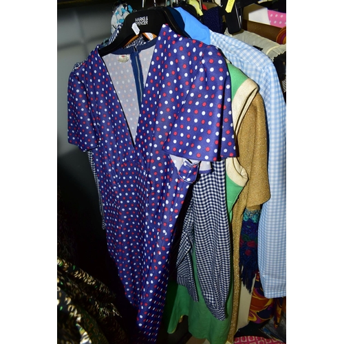 570 - A COLLECTION OF VINTAGE LADIES CLOTHING INCORPORATING STYLES FROM THE 1960'S AND 1970'S, comprising ... 