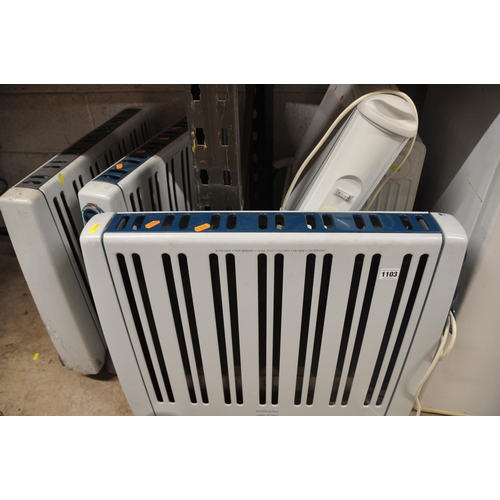 1103 - A COLLECTION OF RADIATORS to include three dimplex RMG20TI heaters, a Currys convector heater and tw... 