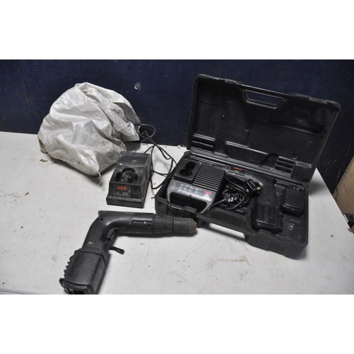 1122 - A AEG ASB516 CORDLESS DRILL in case with spare battery and charger along with another AEG cordless d... 