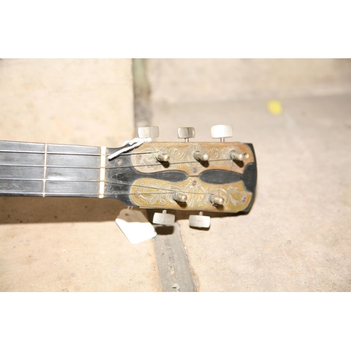 885 - A G.A.LITTLE FIVE STRING BANJO with mahogany neck, back and sides and inlay to back