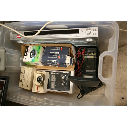 892 - TWO TRAYS CONTAINING VINTAGE TEST AND RADIO EQUPIMENT including a Yaesu YO-100 oscilloscope, a Bird ... 