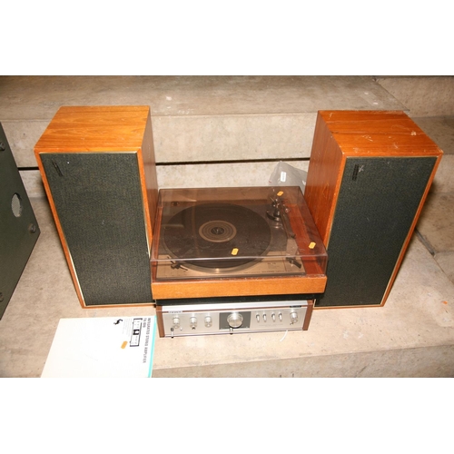 894 - A GOLDRING LENCO GL75 TRANSCRIPTION TURNTABLE with a vintage Sony TA-1010 Amplifier and a pair of Ce... 