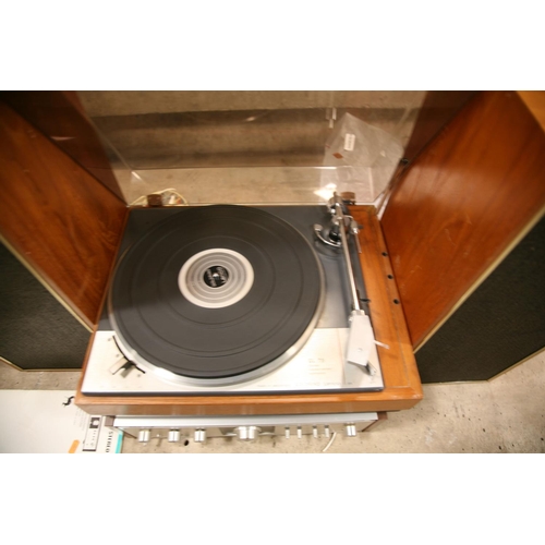 894 - A GOLDRING LENCO GL75 TRANSCRIPTION TURNTABLE with a vintage Sony TA-1010 Amplifier and a pair of Ce... 