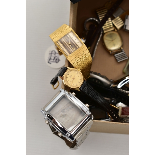 98 - A BOX OF ASSORTED WRISTWATCHES, to include a 'Smiths Deluxe' 17 jewels, a 'Etienne' 17 jewels, an 'A... 