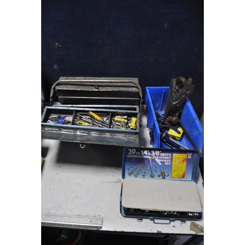 1071 - A SELECTION OF TOOLS to include two metal toolboxes containing various tools, spanners, calipers, ho... 