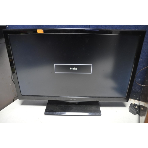 1083 - A CELCUS CEL-22FHDDB 22in TV with no remote along with Cinetec DVD player, HP laptop model unknown (... 