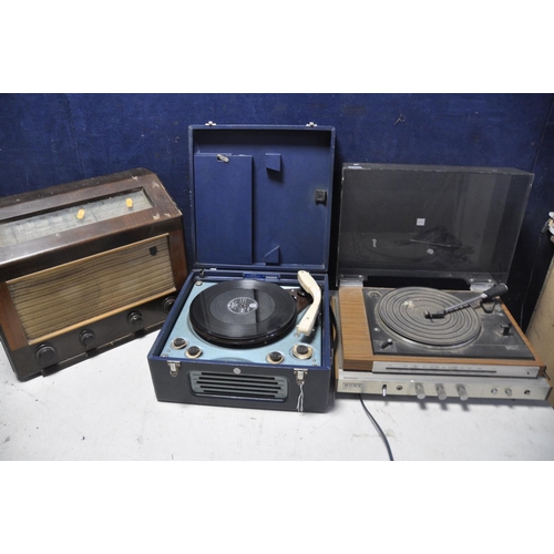 1090 - A LARGE COLLECTION OF VINTAGE ADIO EQUIPMENT to include Decca CR-1100 radio, vintage Baird radio, vi... 