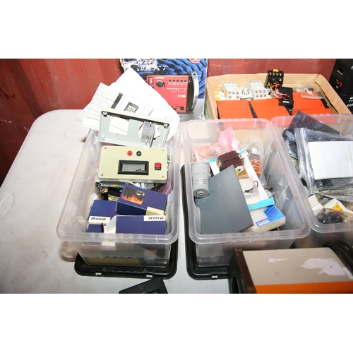 1104 - A COLLECTION OF ELECTRONIC PARTS AND TOOLS including two Unilab Bench Power Supplies, five trays of ... 