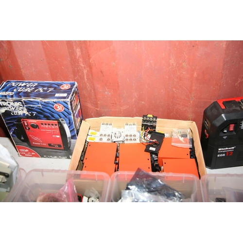 1104 - A COLLECTION OF ELECTRONIC PARTS AND TOOLS including two Unilab Bench Power Supplies, five trays of ... 