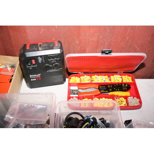 1104 - A COLLECTION OF ELECTRONIC PARTS AND TOOLS including two Unilab Bench Power Supplies, five trays of ... 