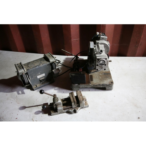 1128 - AN ELU BENCH GRINDER (missing one steady), a Stayer chop Saw (untested and missing parts) and a vint... 